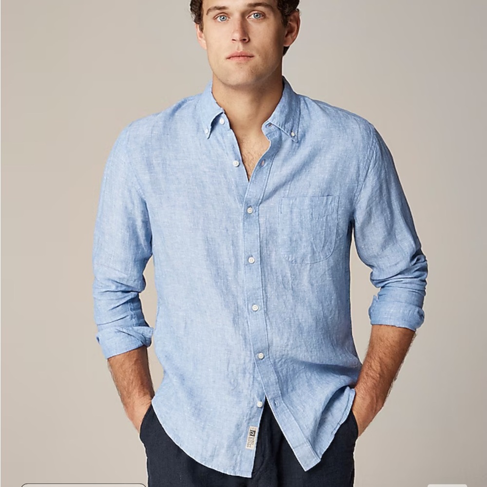 J crew amalfi blue linen Baird McNutt Irish linen shirt